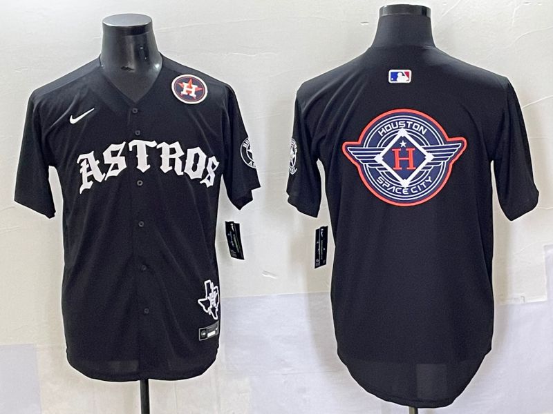 Men 2025 Houston Astros Blank Black Seven generations Joint Name Nike MLB Jersey style 32